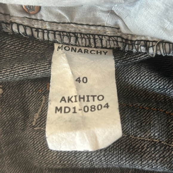 Monarchy Mens Distressed Flap Pocket Blk Denim Jeans rare Sz W40 L30 - Picture 7 of 7